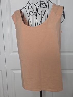 Everlane Supima Cotton Tank Top XXL Peach Scoop Neck Stretch Minimalist NWT
